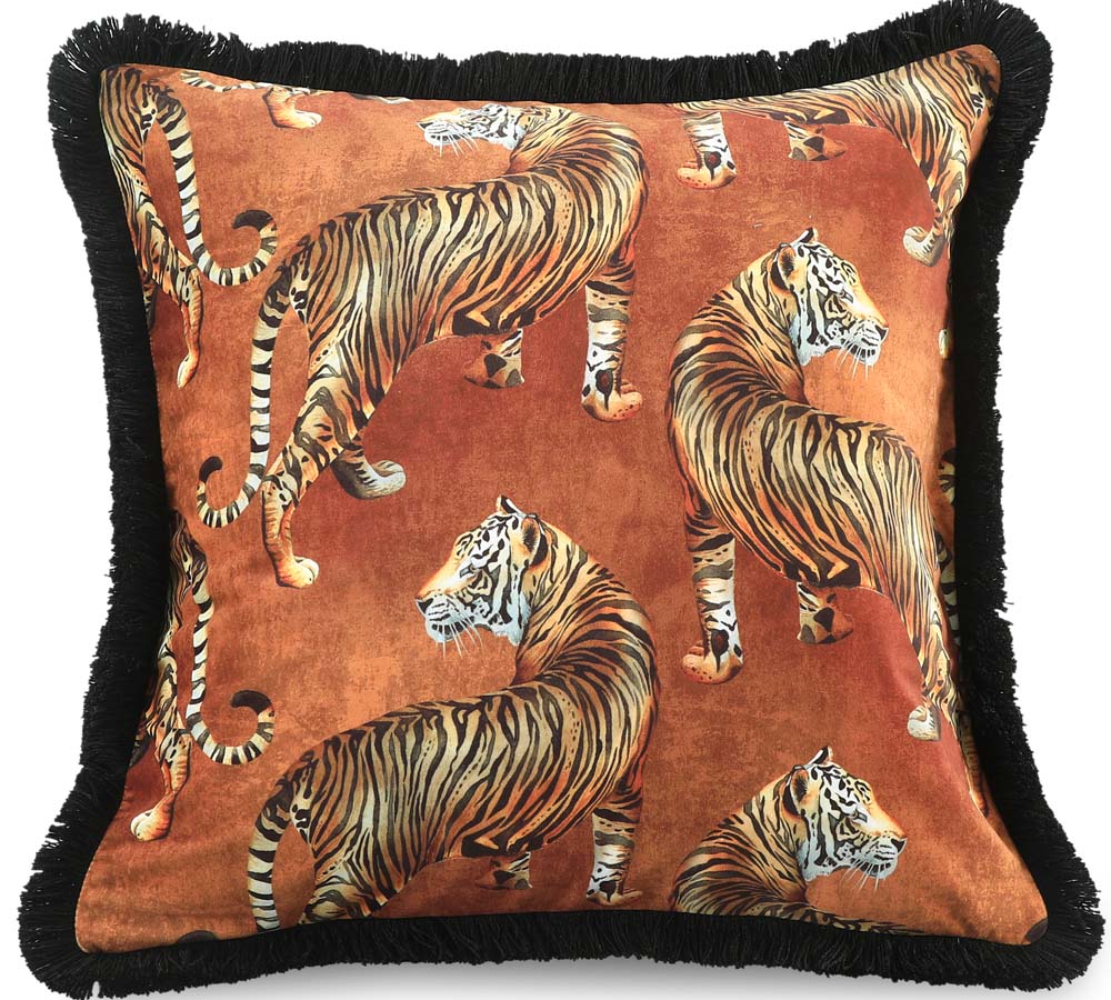 Avalana Tigress Copper Velvet Cushion